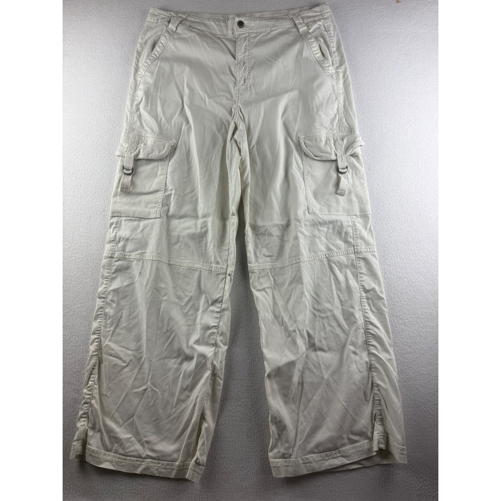 American Eagle Super Baggy Wide Leg Cargo Pants Cream Womens 16 Regular
